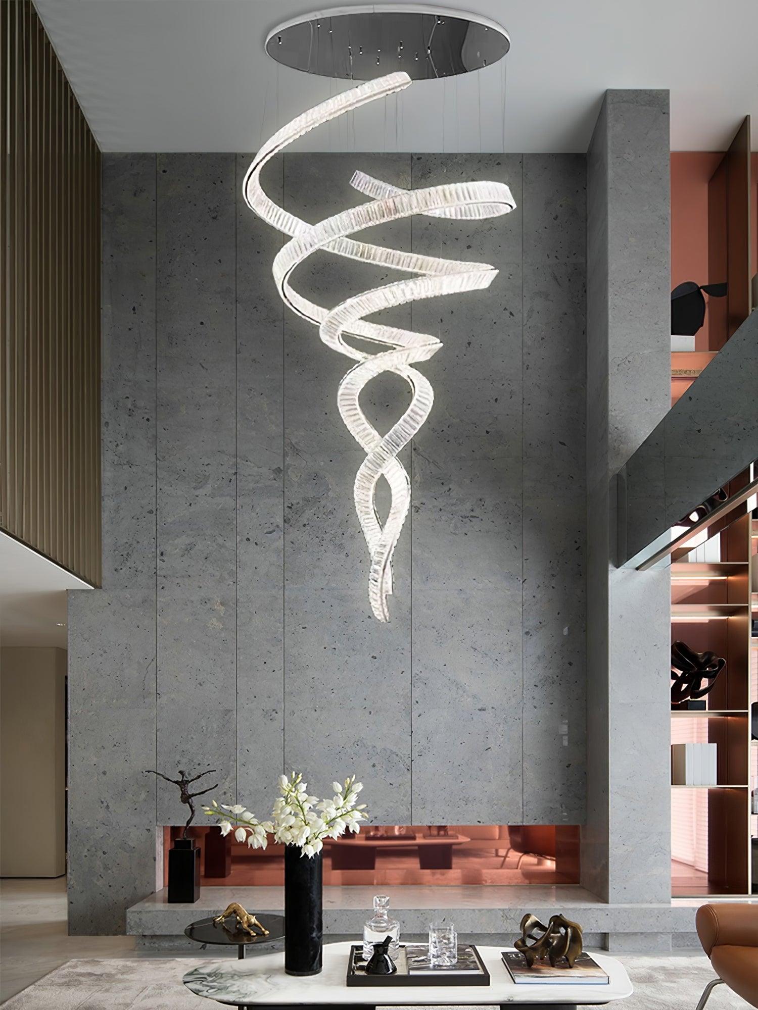 Long Spiral Crystal Chandelier - Cueteks