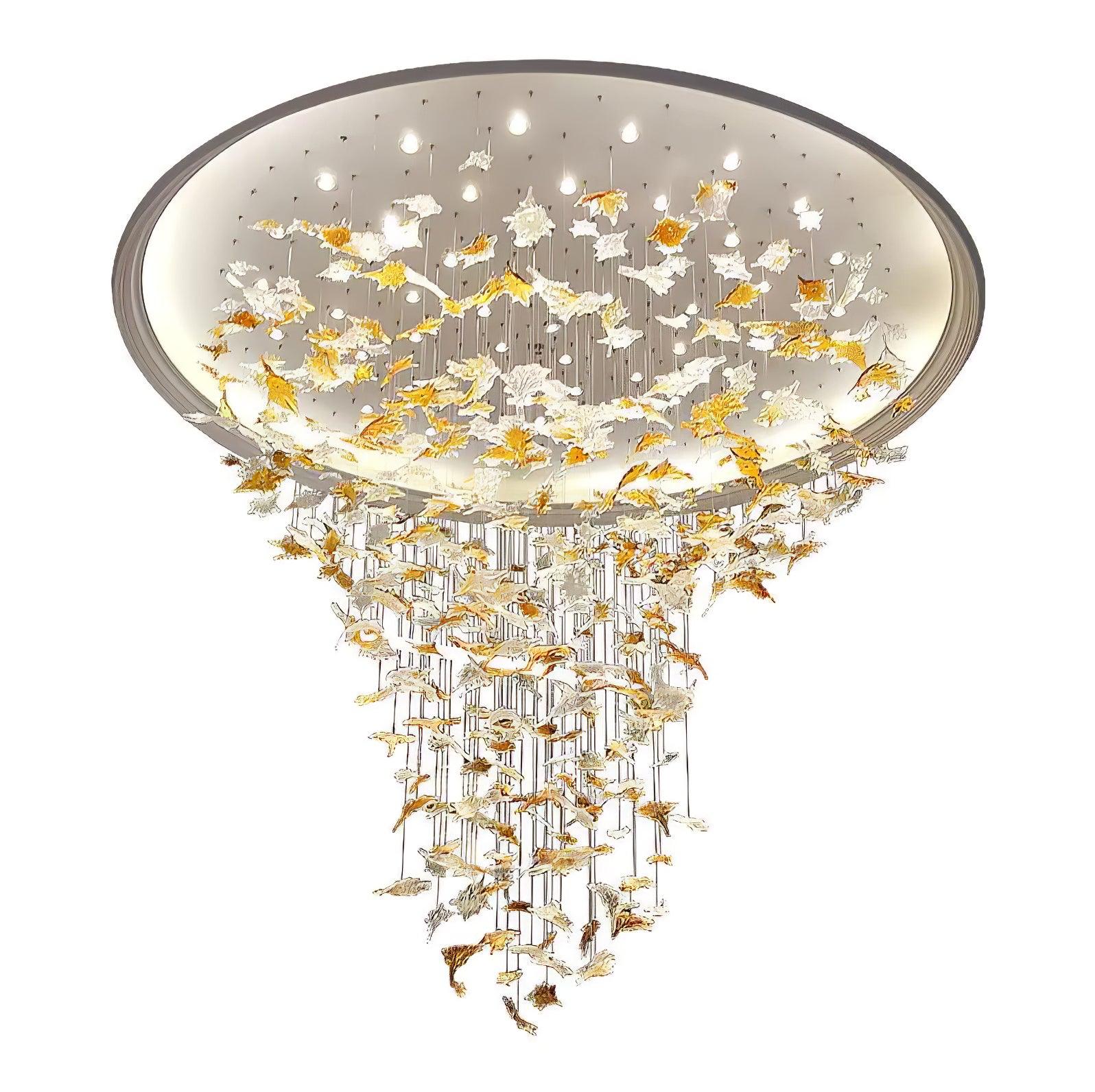 Multicolor Crystal Maple Leaf Chandelier - Cueteks