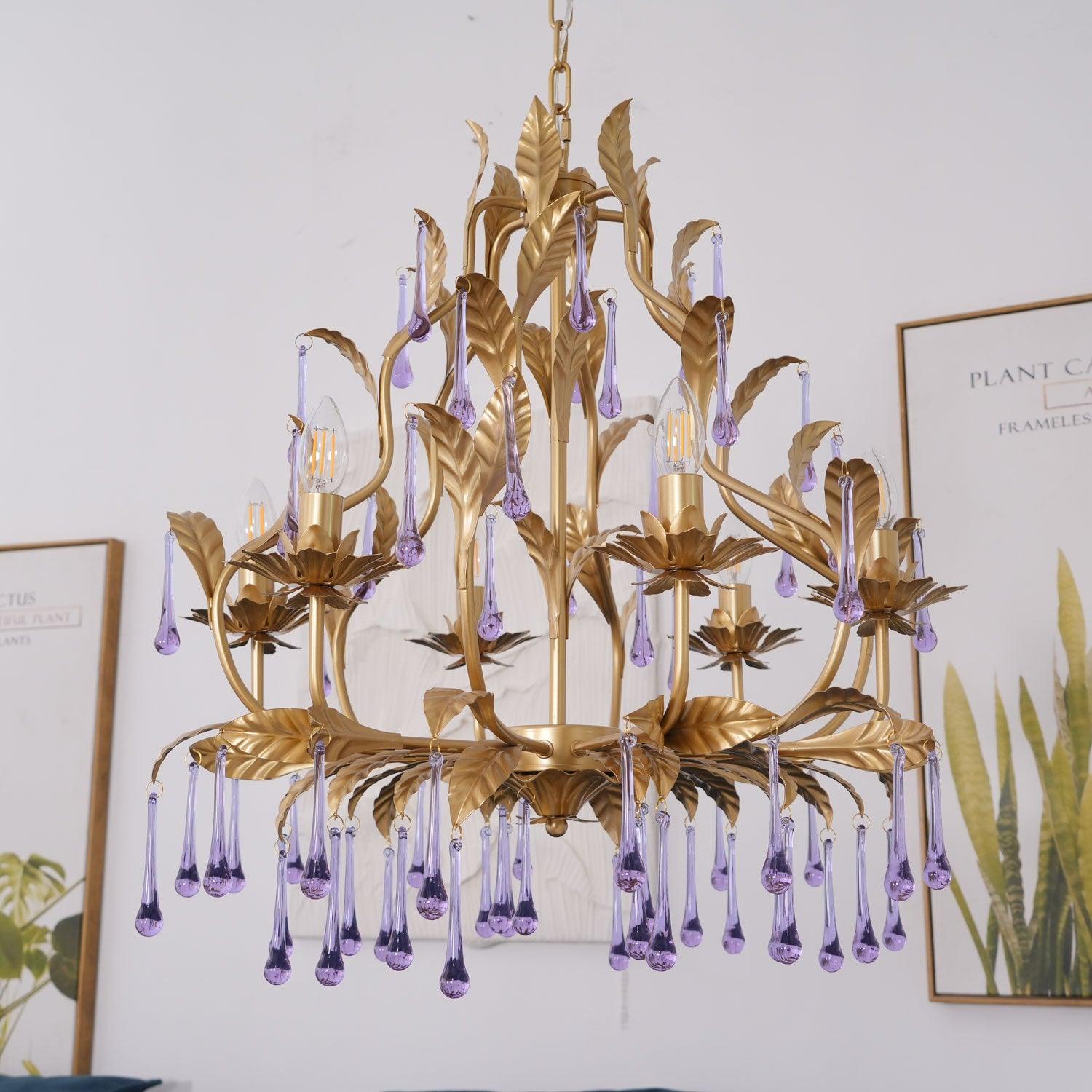 Amethyst Drops Crystal Chandelier - Cueteks