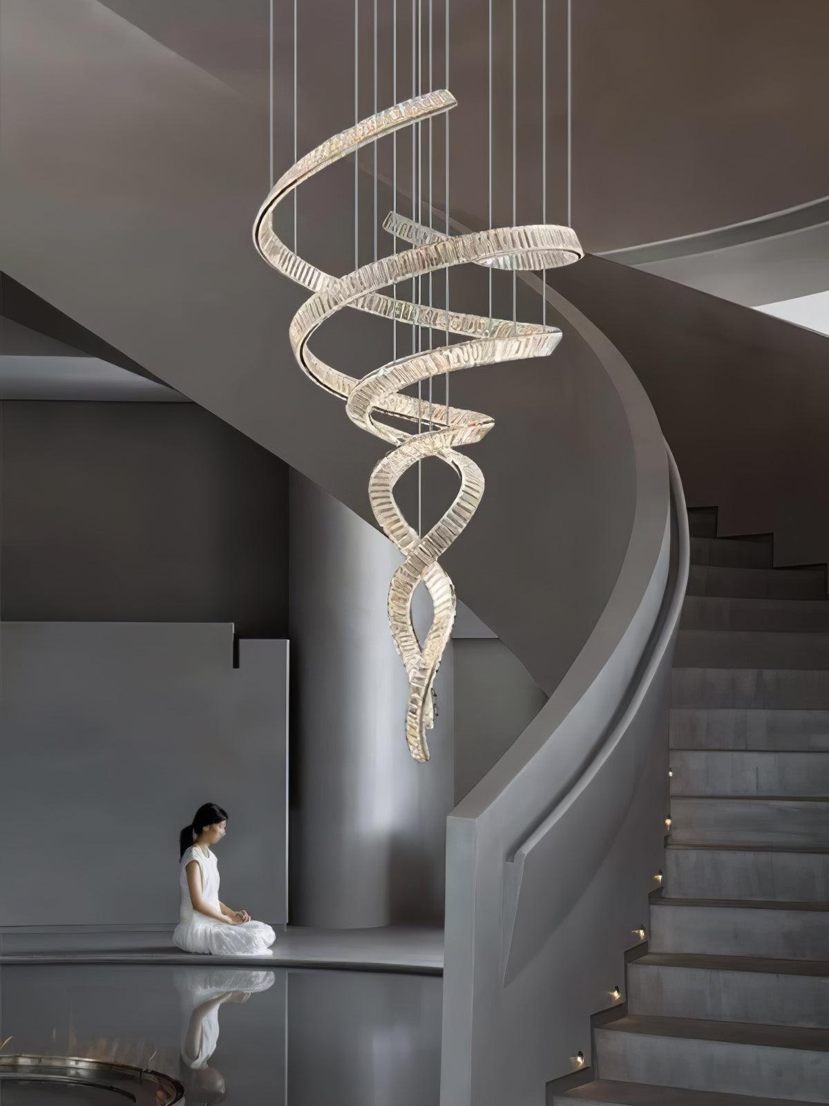 Long Spiral Crystal Chandelier - Cueteks