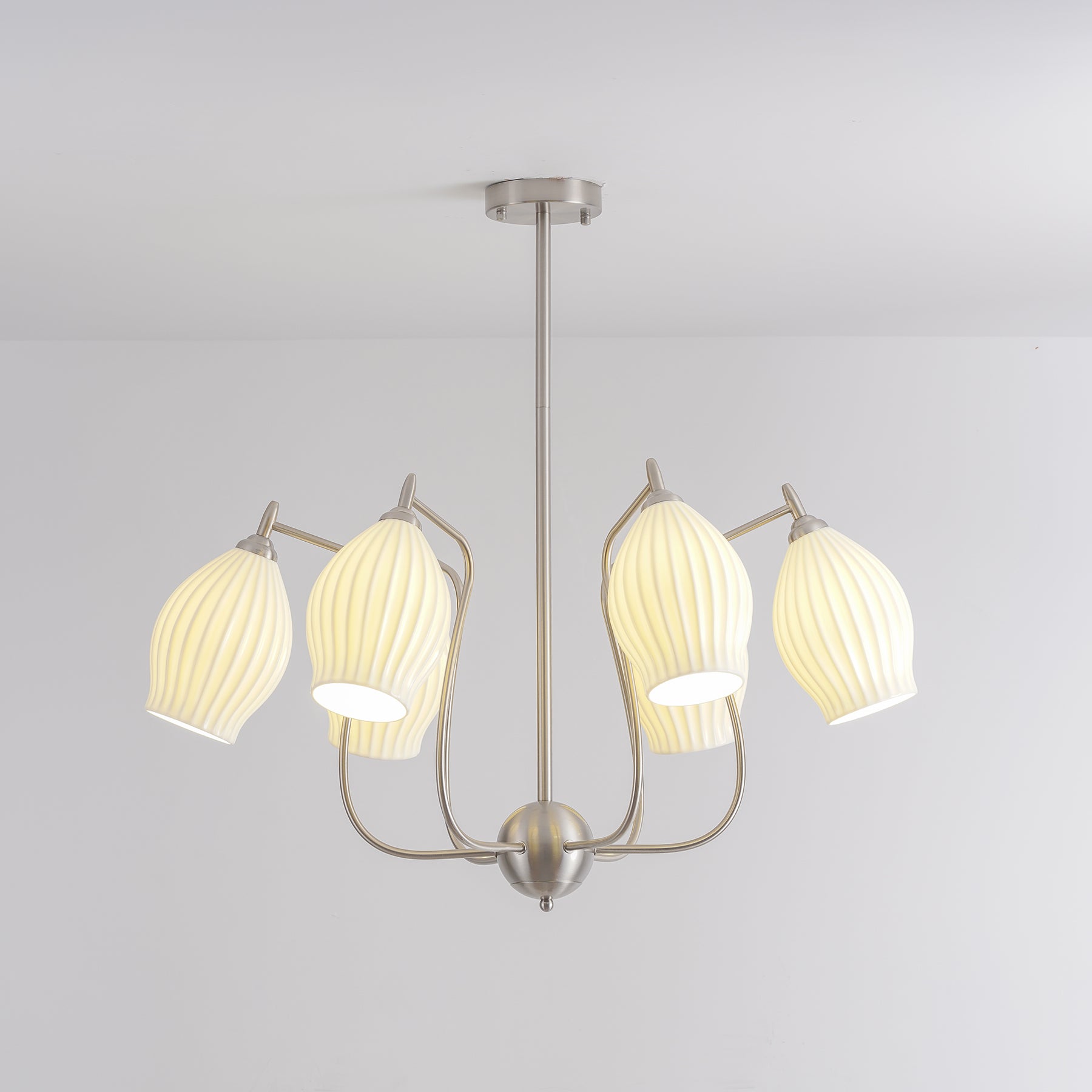 Ceramic Ribbed Chandelier - Cueteks