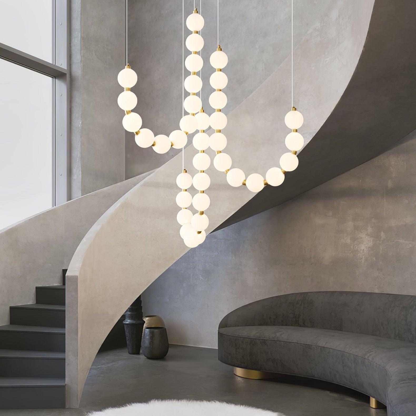 Glass Pearl Necklace Chandelier - Cueteks