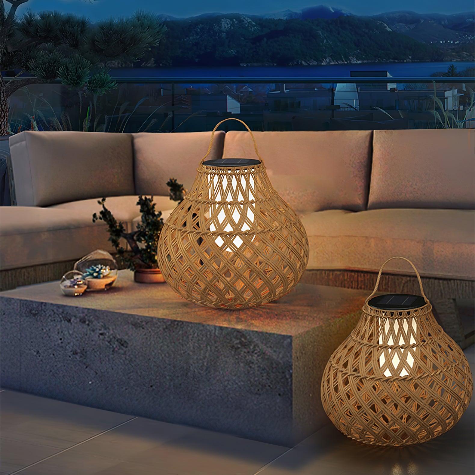 Woven Sphere Solar Lantern Outdoor Lamp - Cueteks