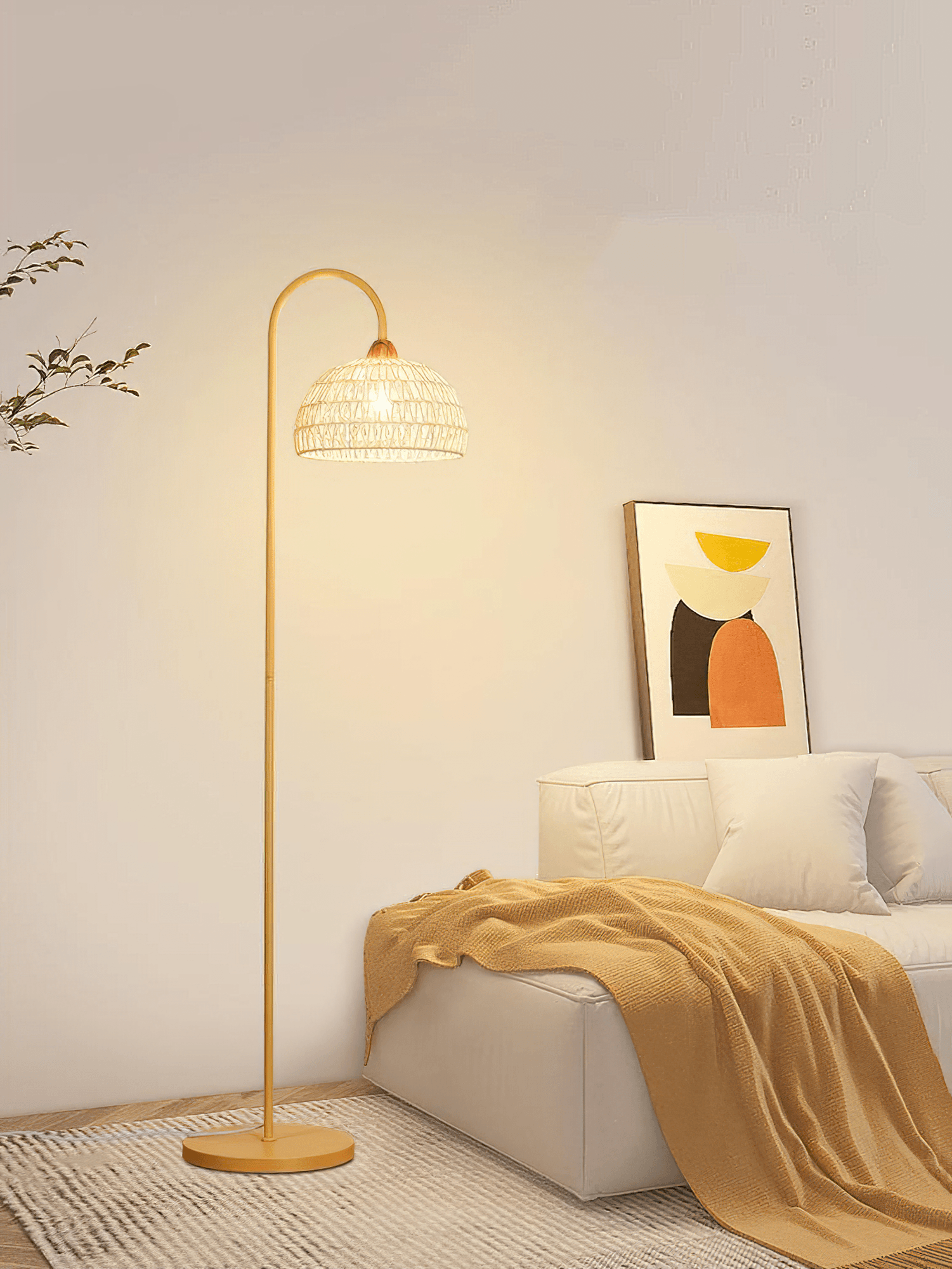 Rattan Arch Floor Lamp - Cueteks