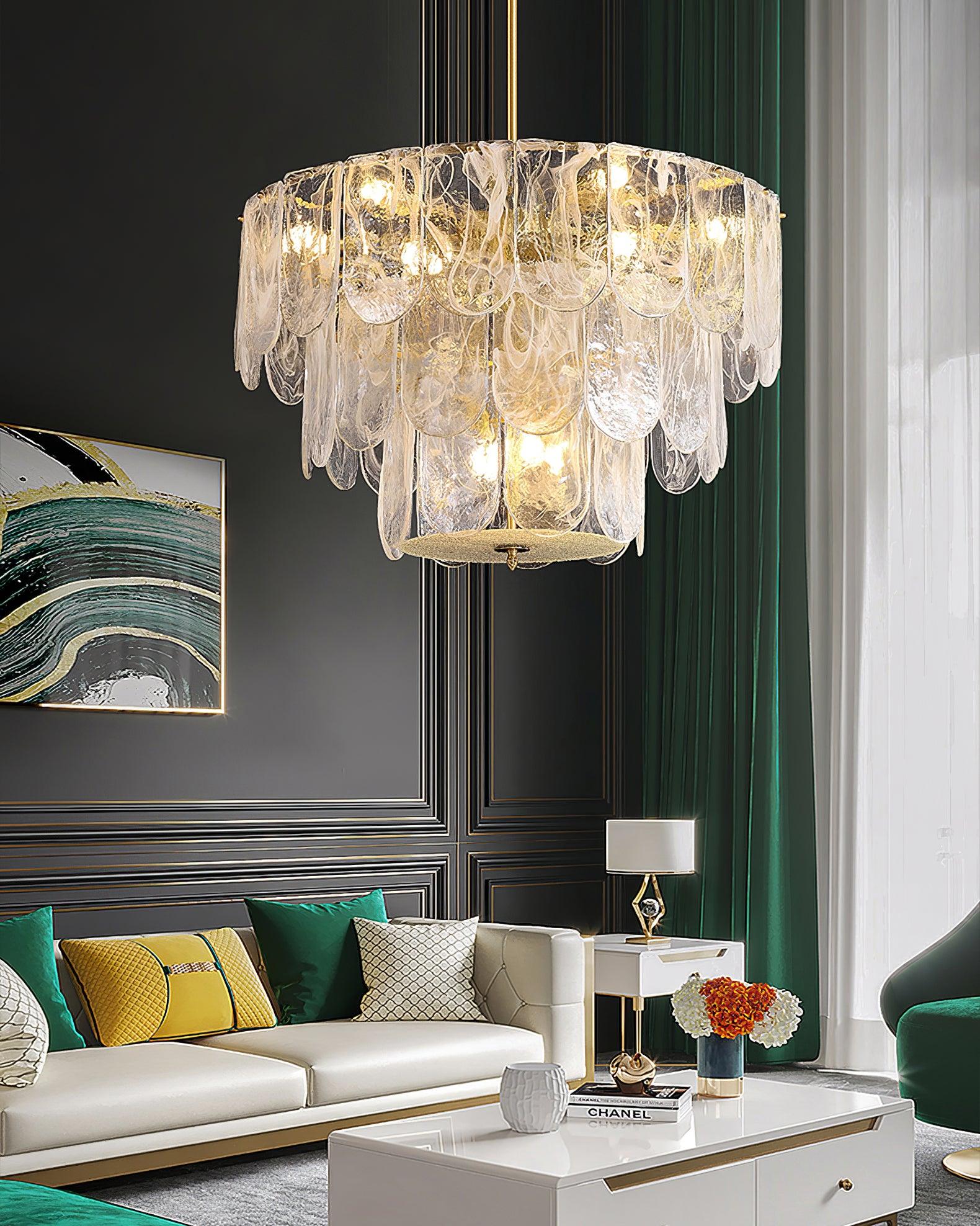 Traditional Classic Metal Glass Chandelier - Cueteks