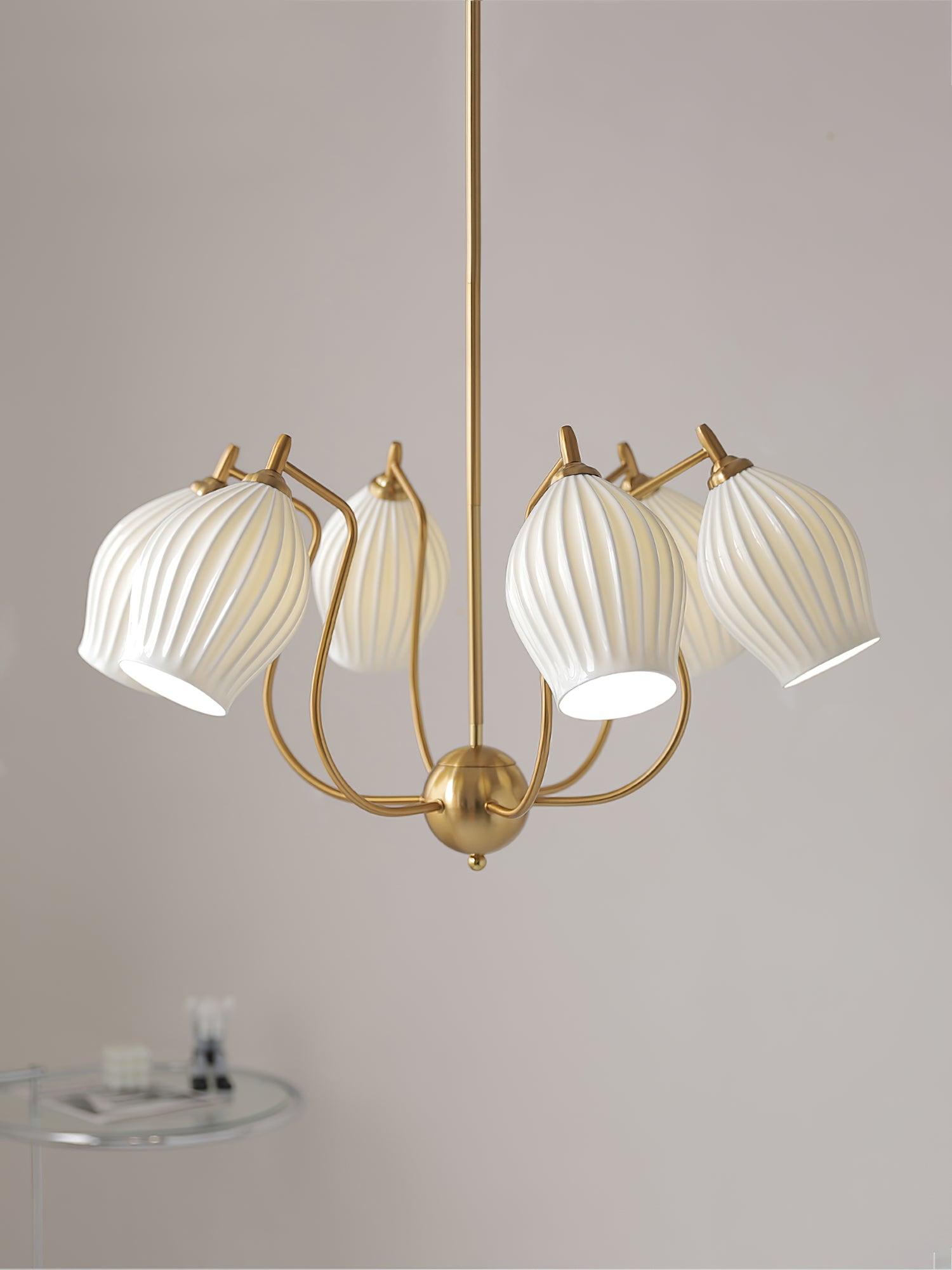 Ceramic Ribbed Chandelier - Cueteks