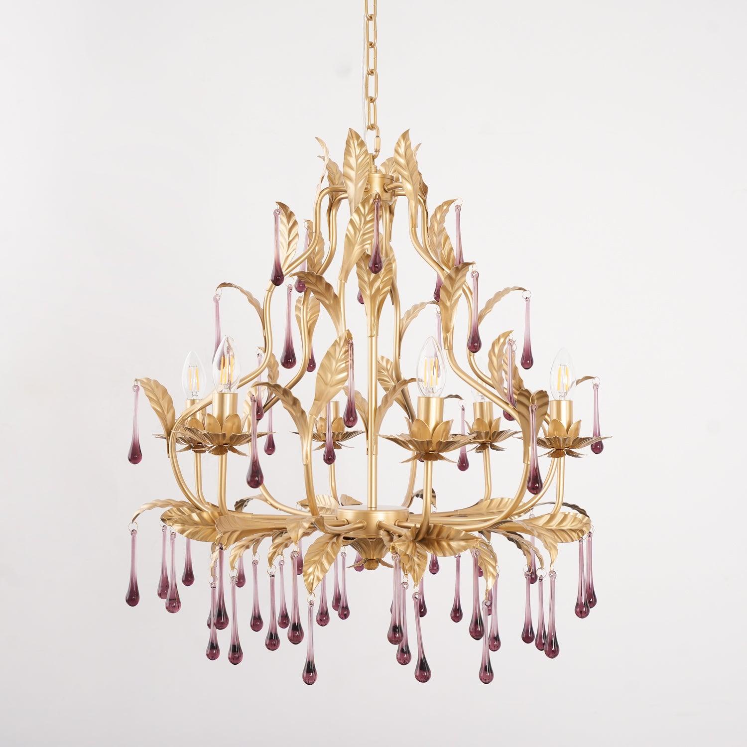 Amethyst Drops Crystal Chandelier - Cueteks