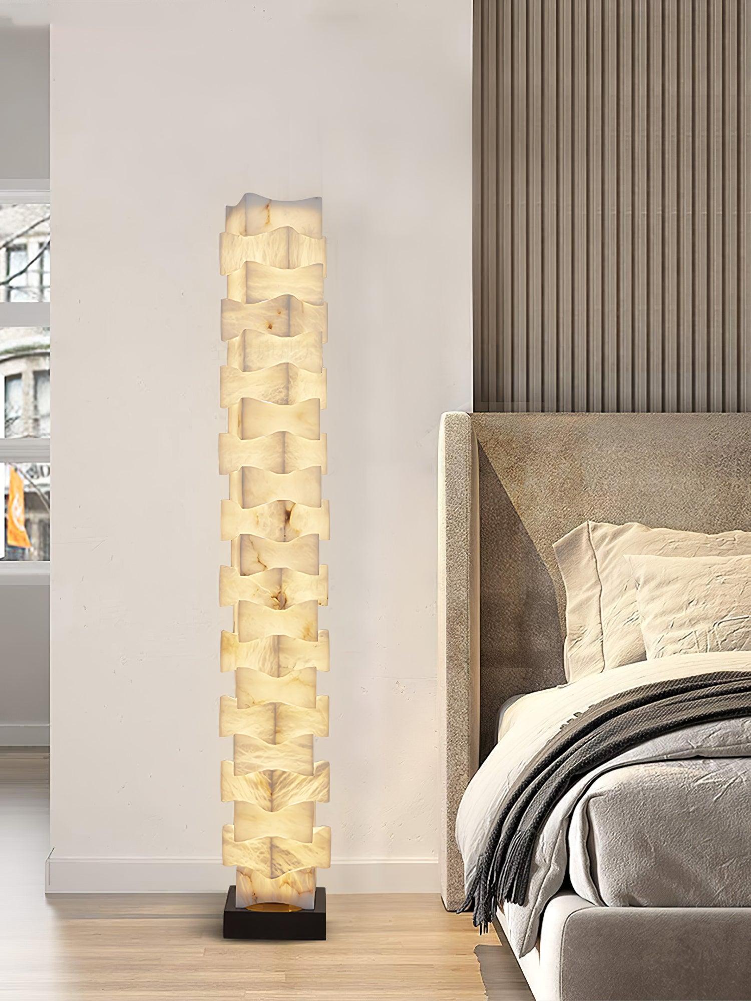 Stacked Alabaster Squares Floor Lamp - Cueteks