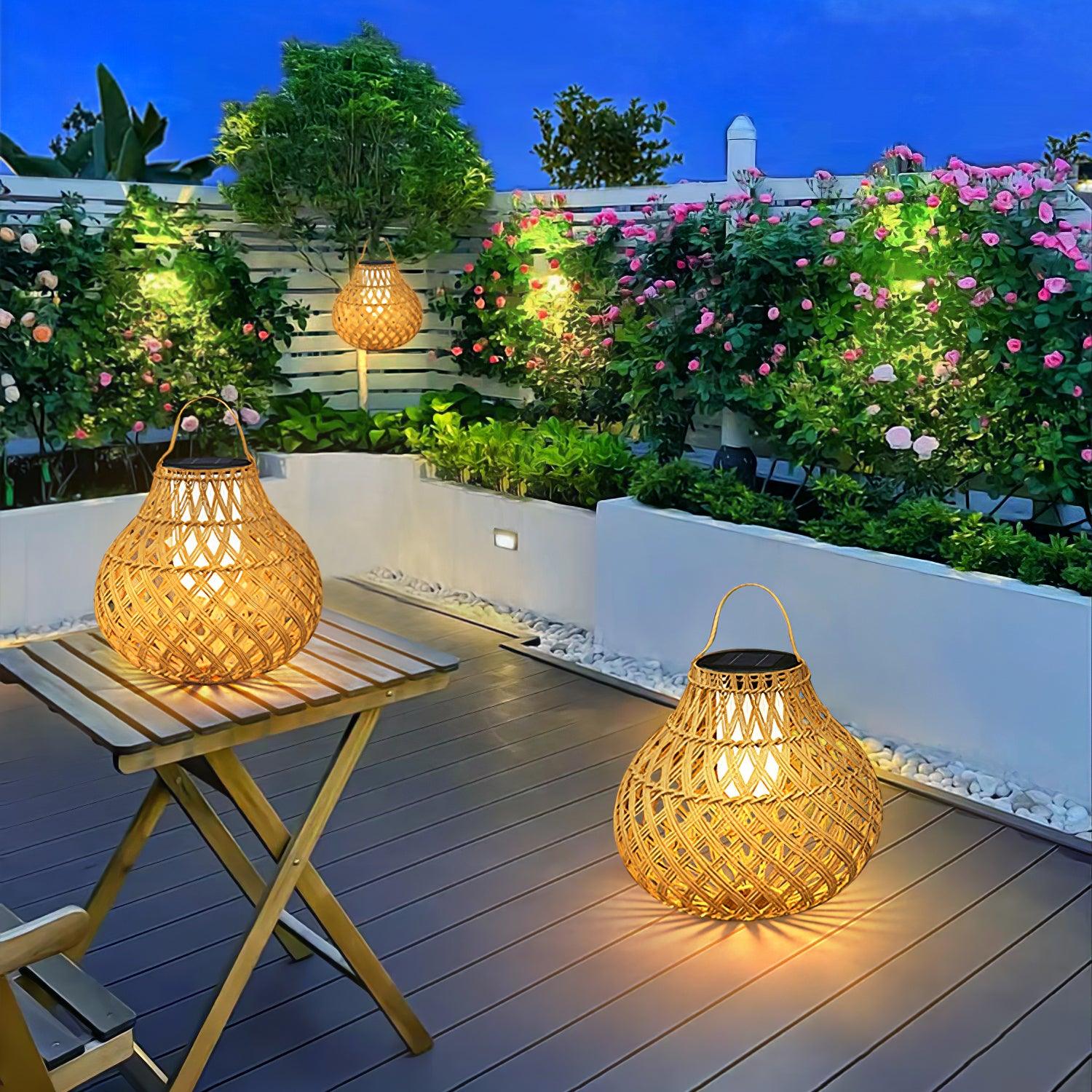 Woven Sphere Solar Lantern Outdoor Lamp - Cueteks