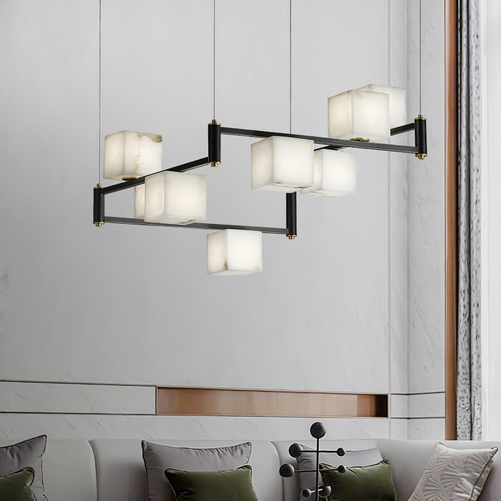 Alabaster Square Box Chandelier - Cueteks