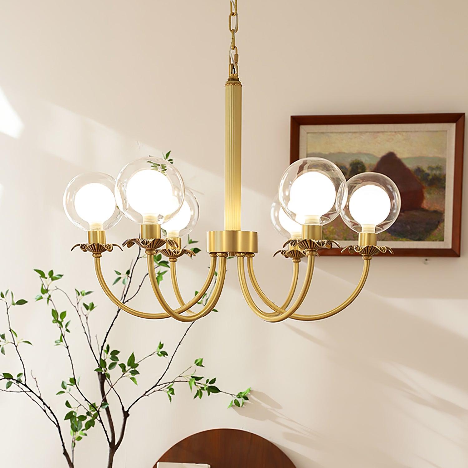 Aureate Radiance Glass Chandelier - Cueteks