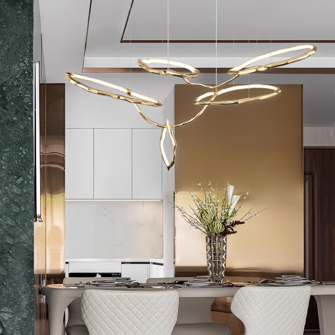 Cloud Rings Series Brass Chandelier - Cueteks