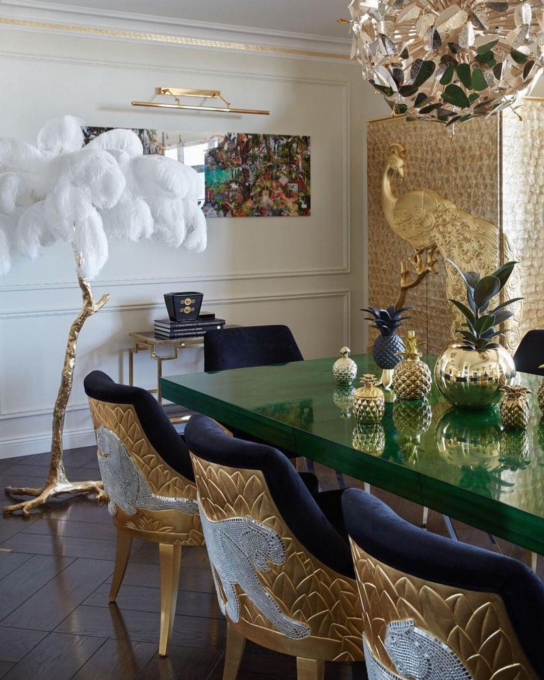 Ostrich Feather Brass Floor Lamp - Cueteks