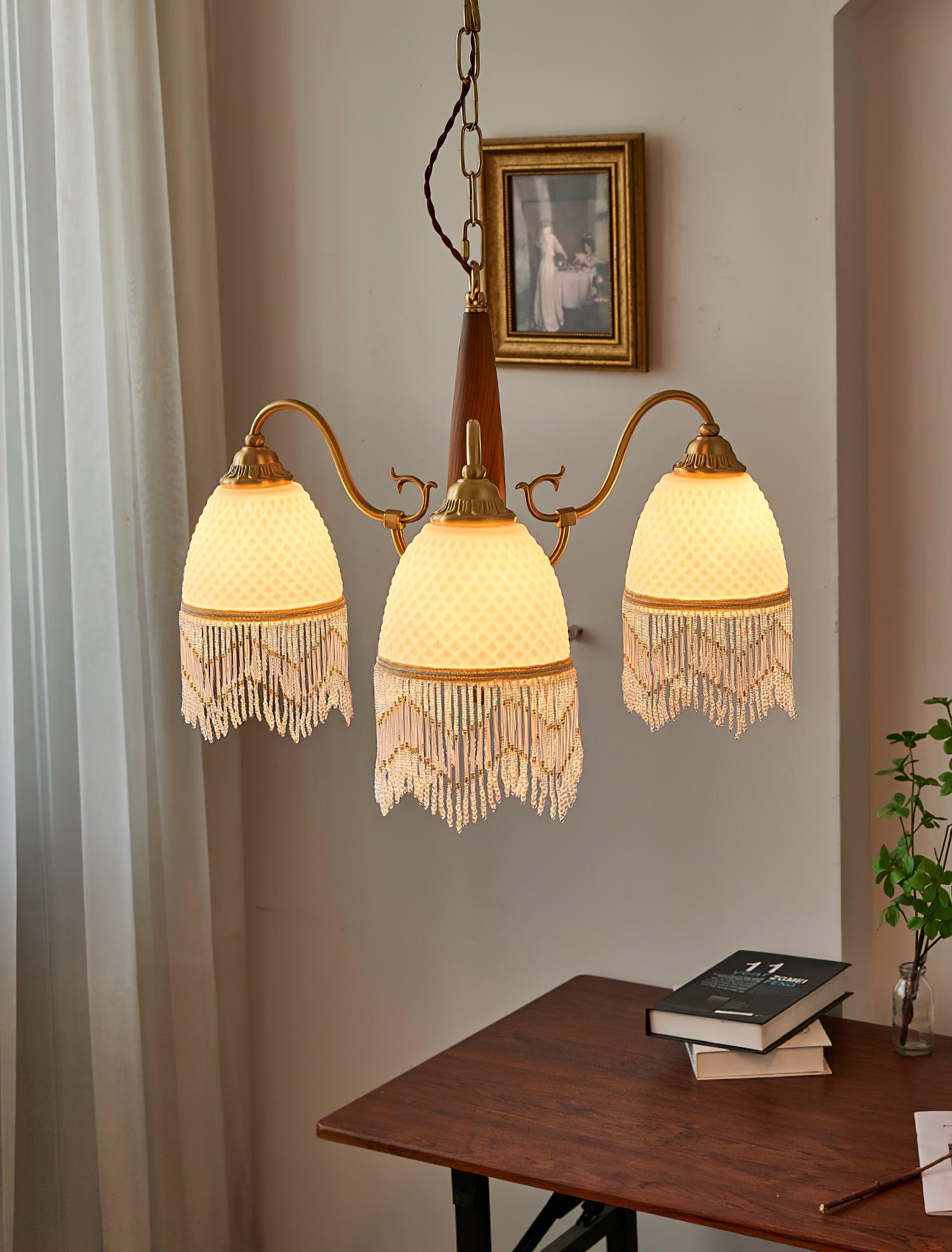 Mesh Tassel Glass Chandelier - Cueteks