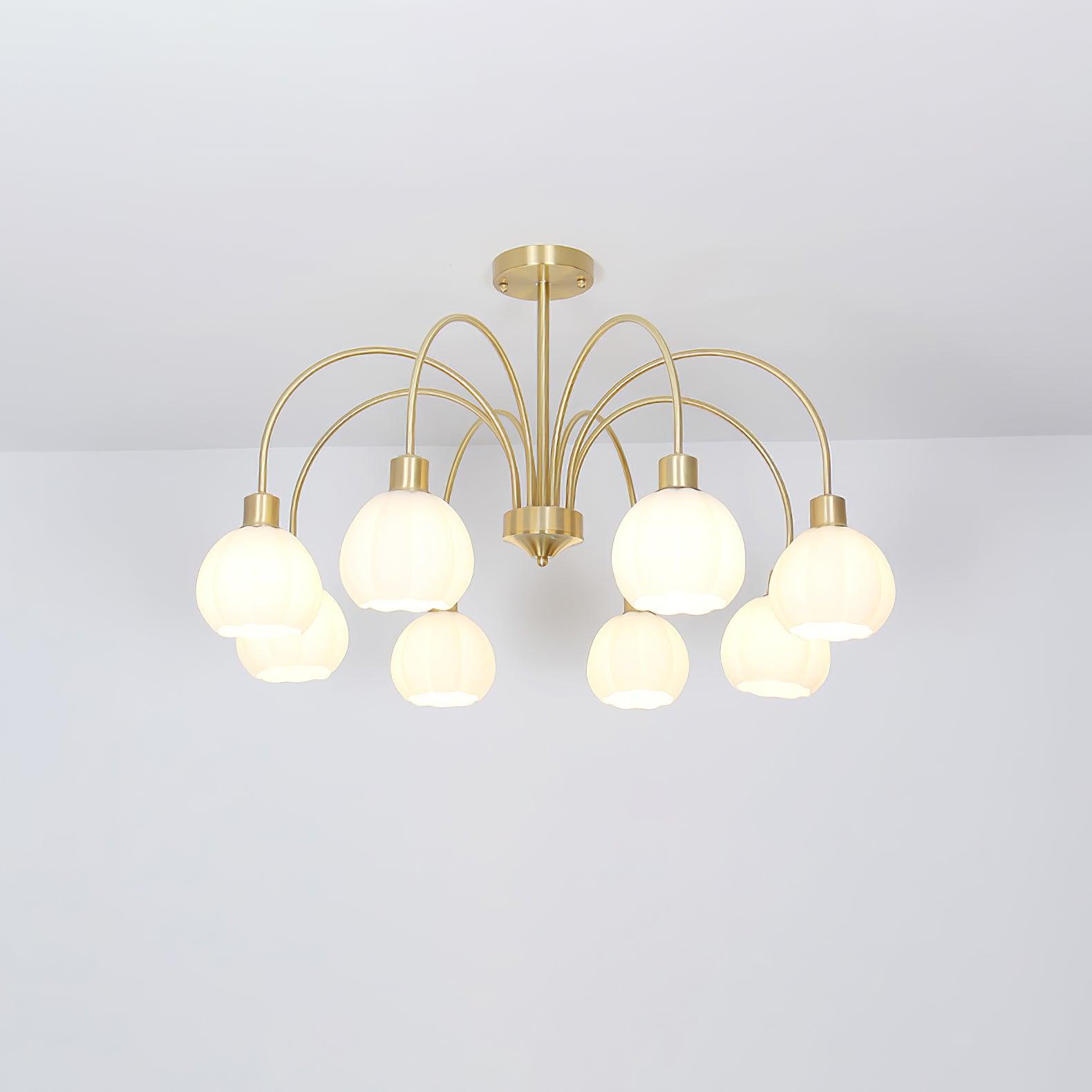 Glass Pumpkin Gold Chandelier - Cueteks