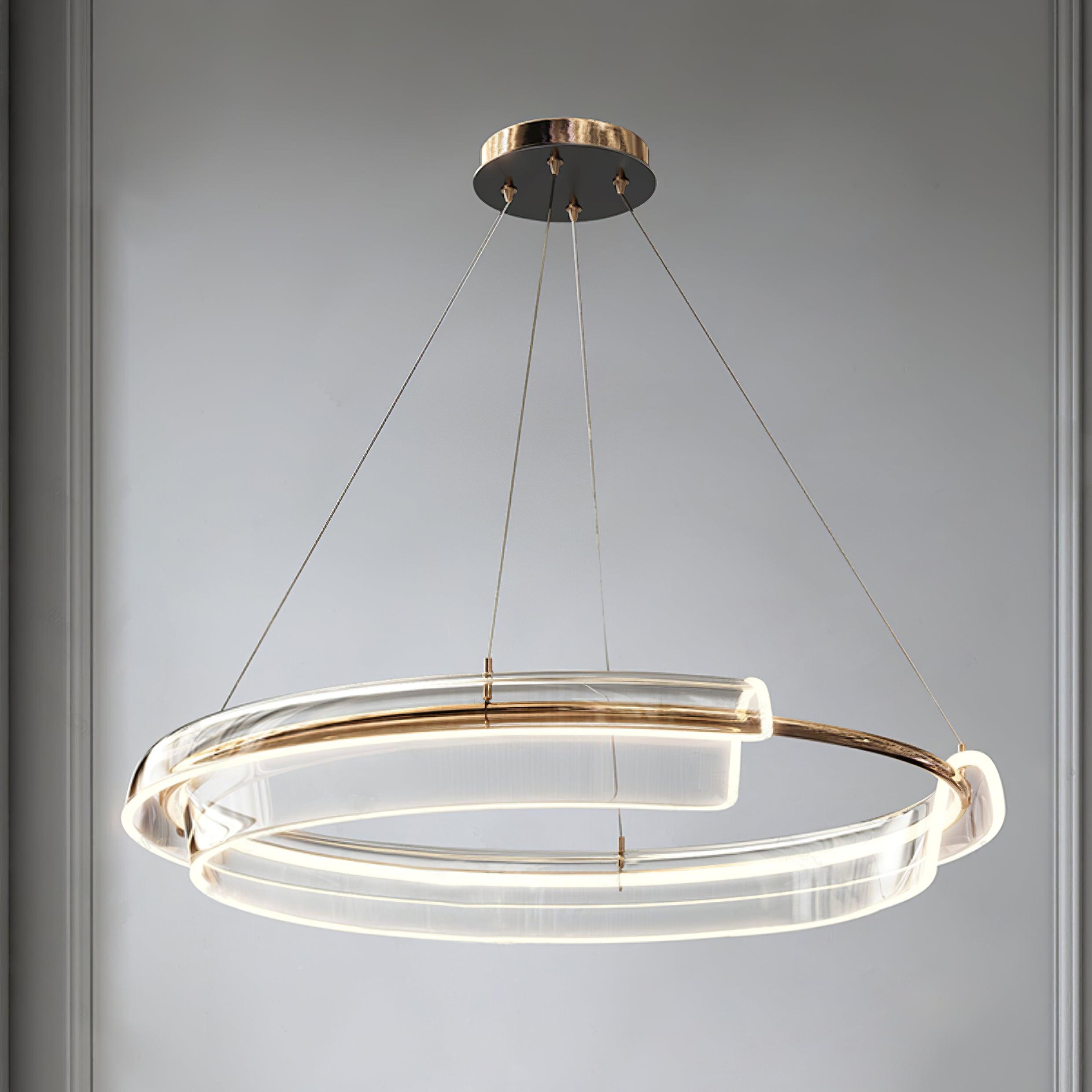 Low-angle view of overlapping clear curved elements