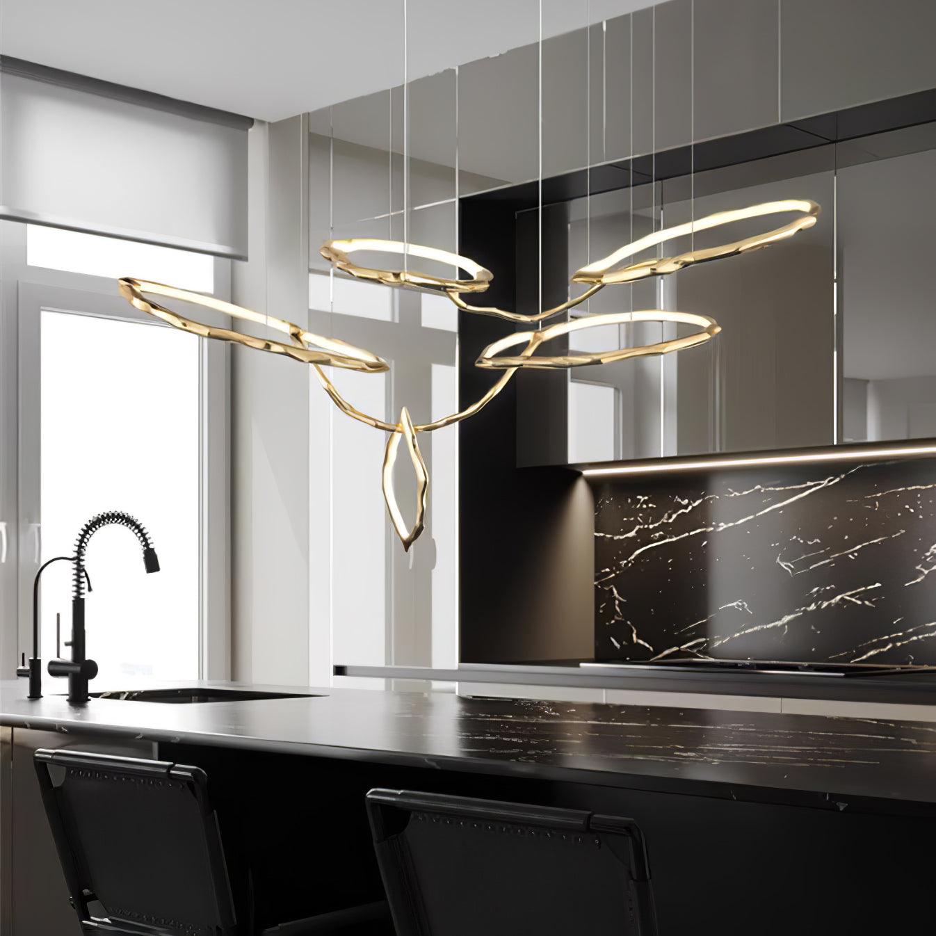 Cloud Rings Series Brass Chandelier - Cueteks