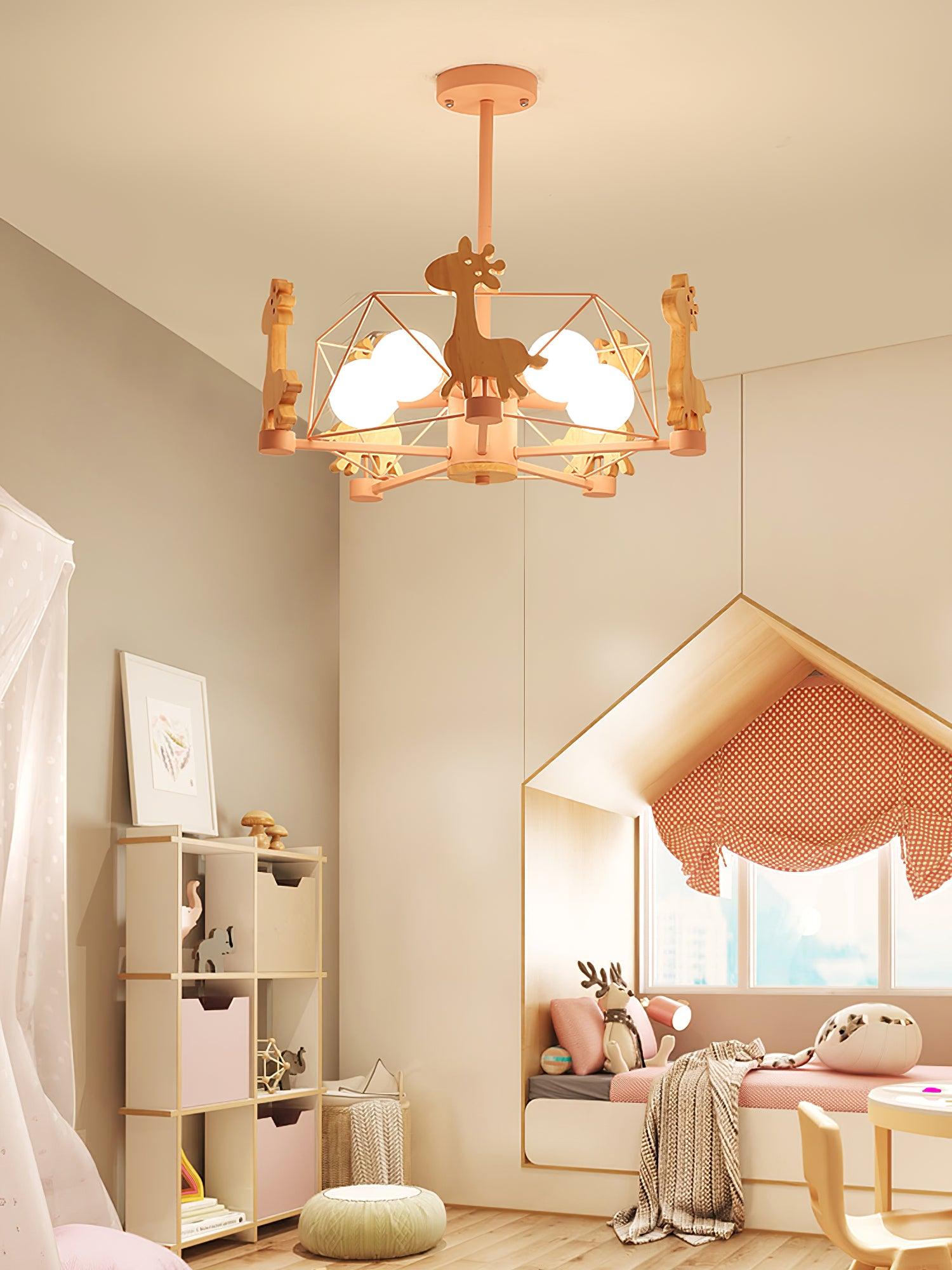 Lovely Deer Wooden Chandelier - Cueteks