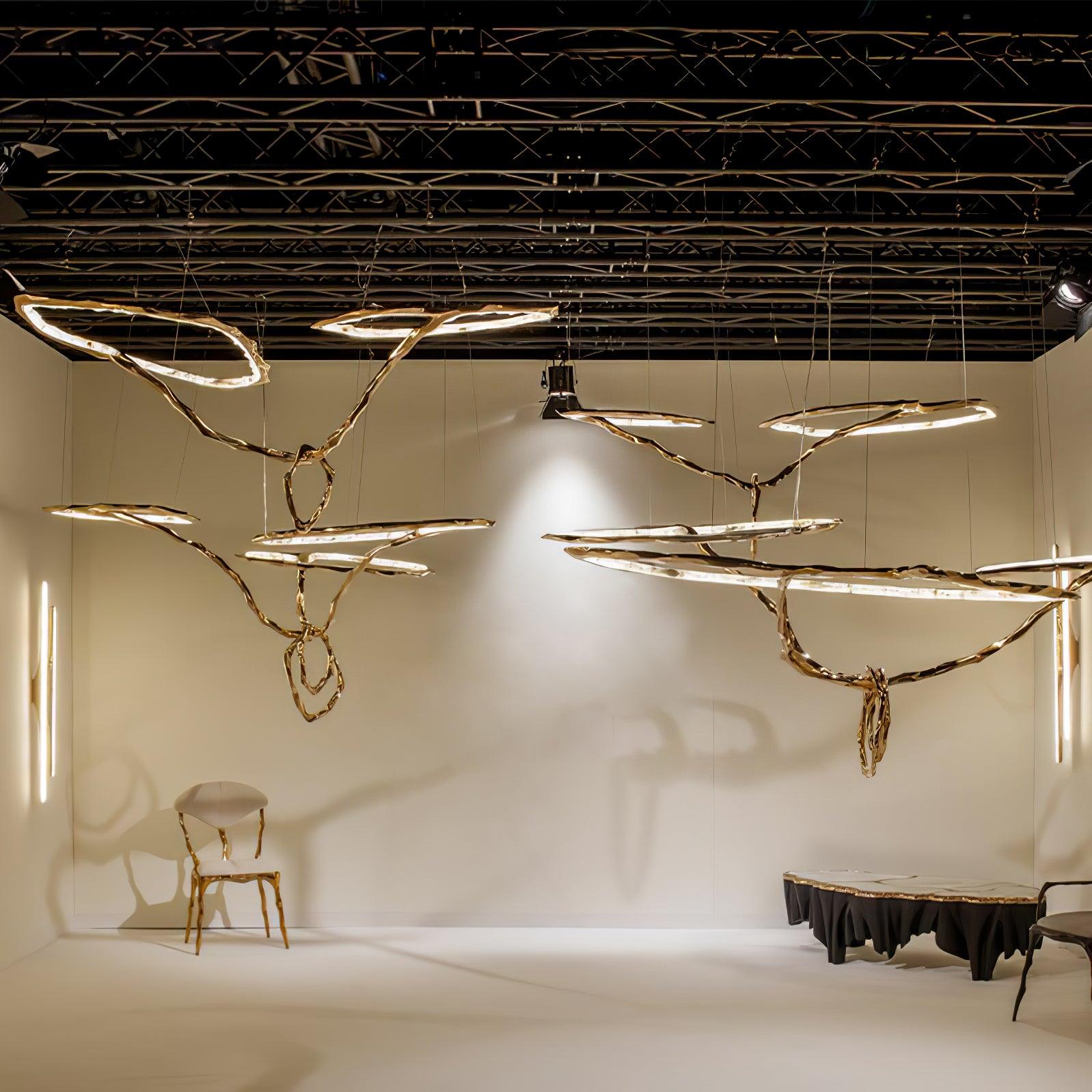 Cloud Rings Series Brass Chandelier - Cueteks