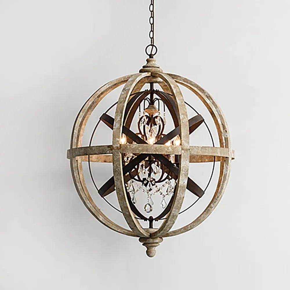 Retro Globe Weathered Chandelier - Cueteks