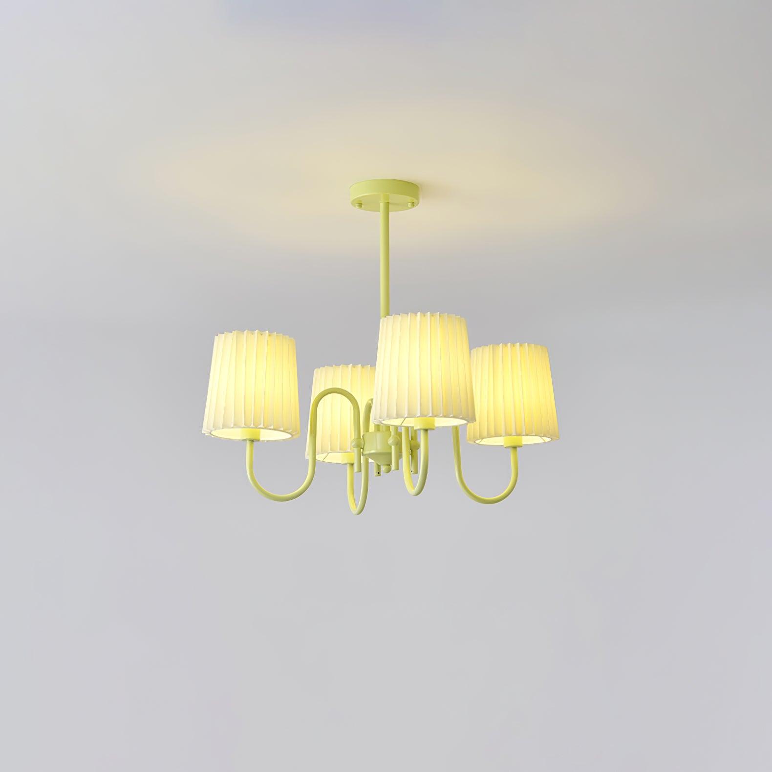Pleated Fabric Matcha Chandelier - Cueteks