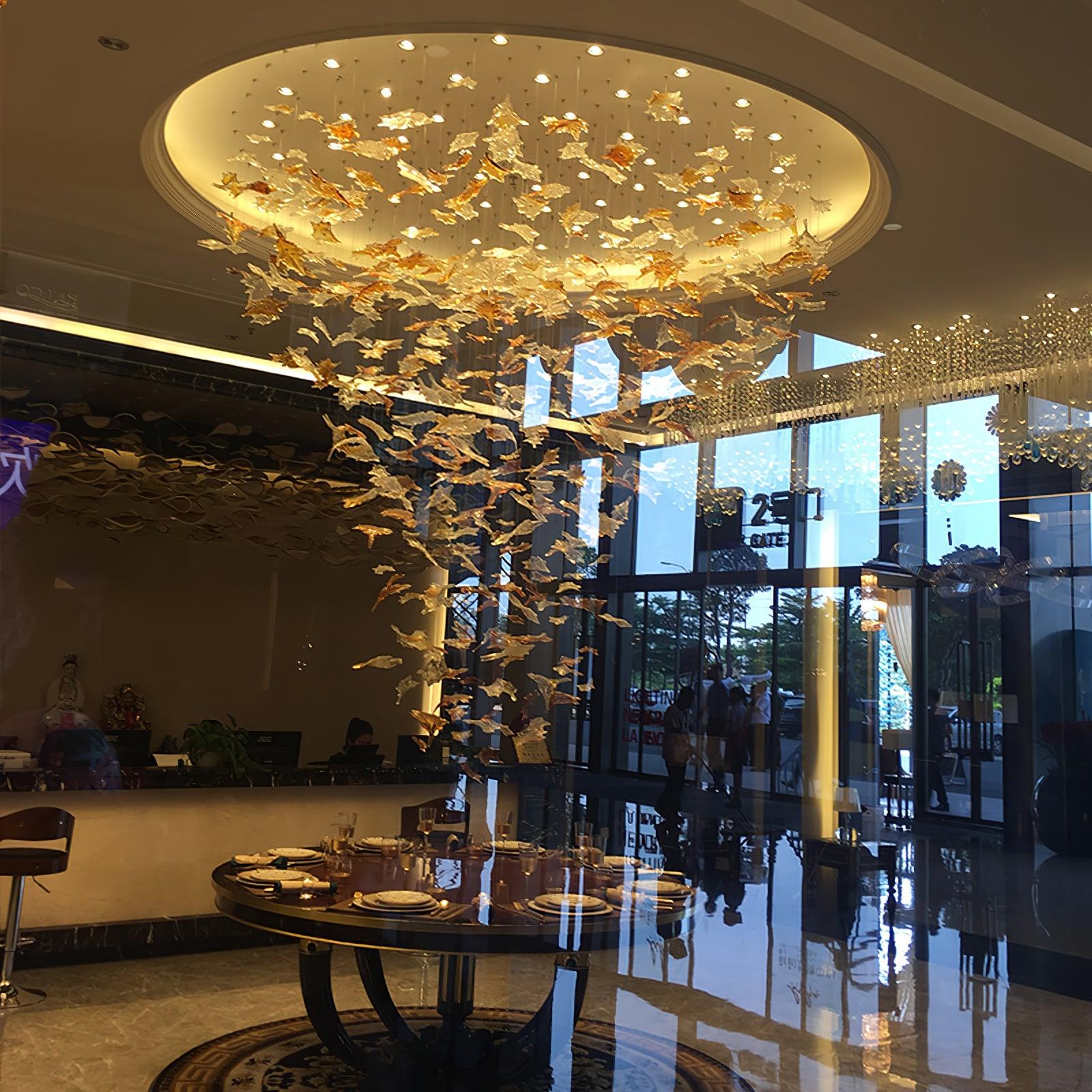 Multicolor Crystal Maple Leaf Chandelier - Cueteks