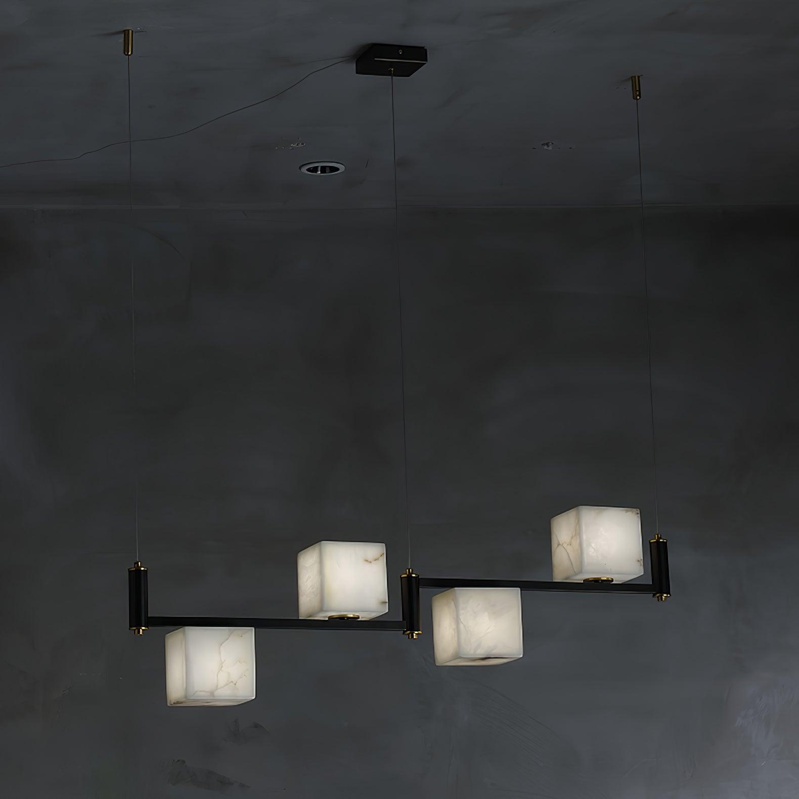 Alabaster Square Box Chandelier - Cueteks