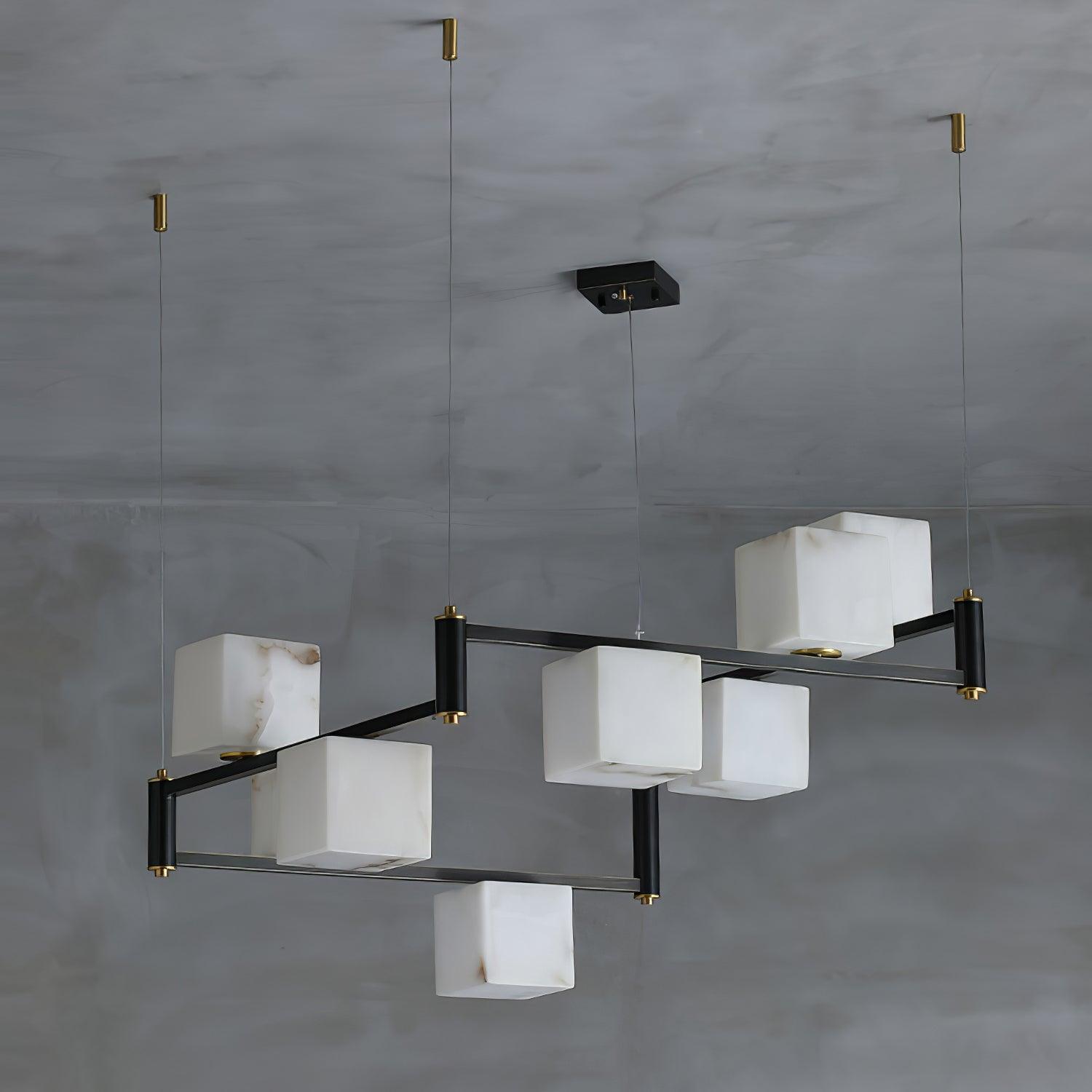 Alabaster Square Box Chandelier - Cueteks