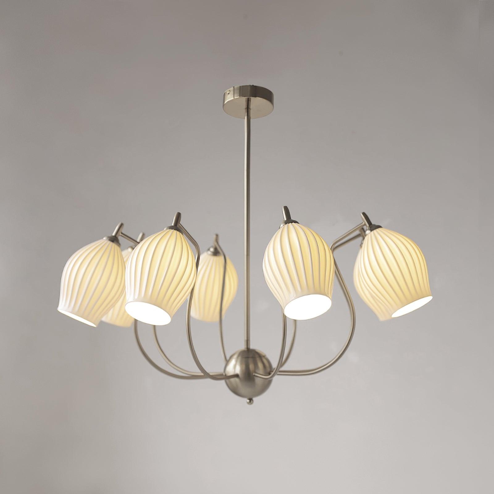Ceramic Ribbed Chandelier - Cueteks