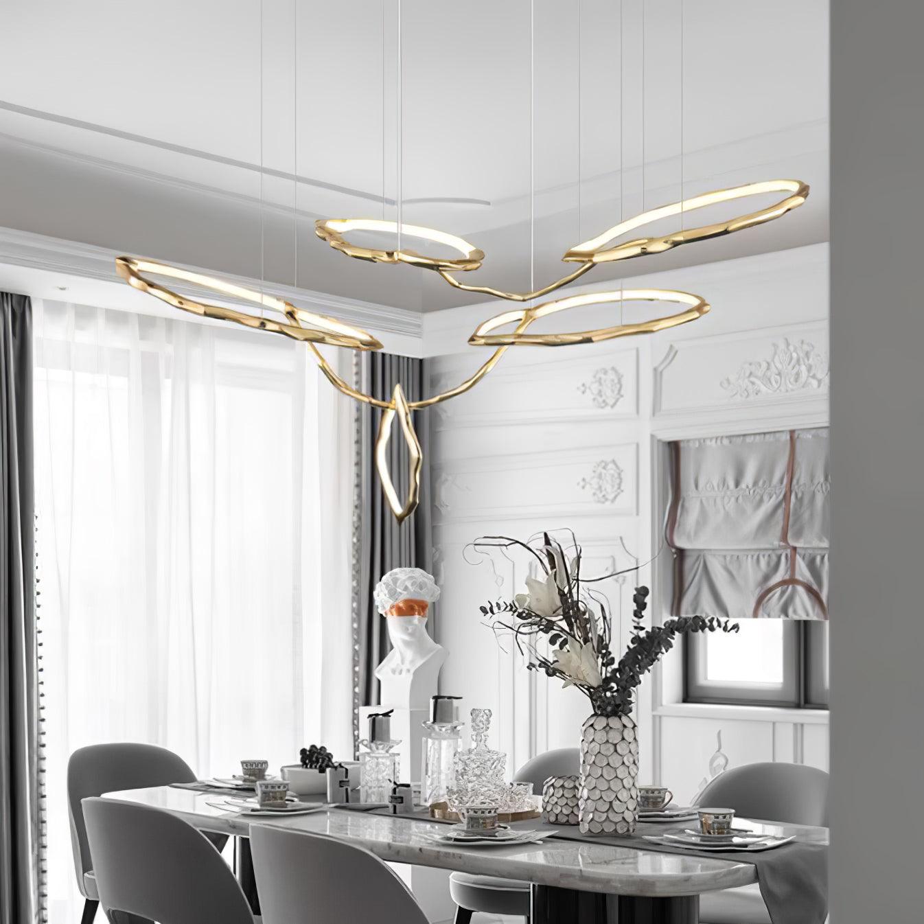 Cloud Rings Series Brass Chandelier - Cueteks