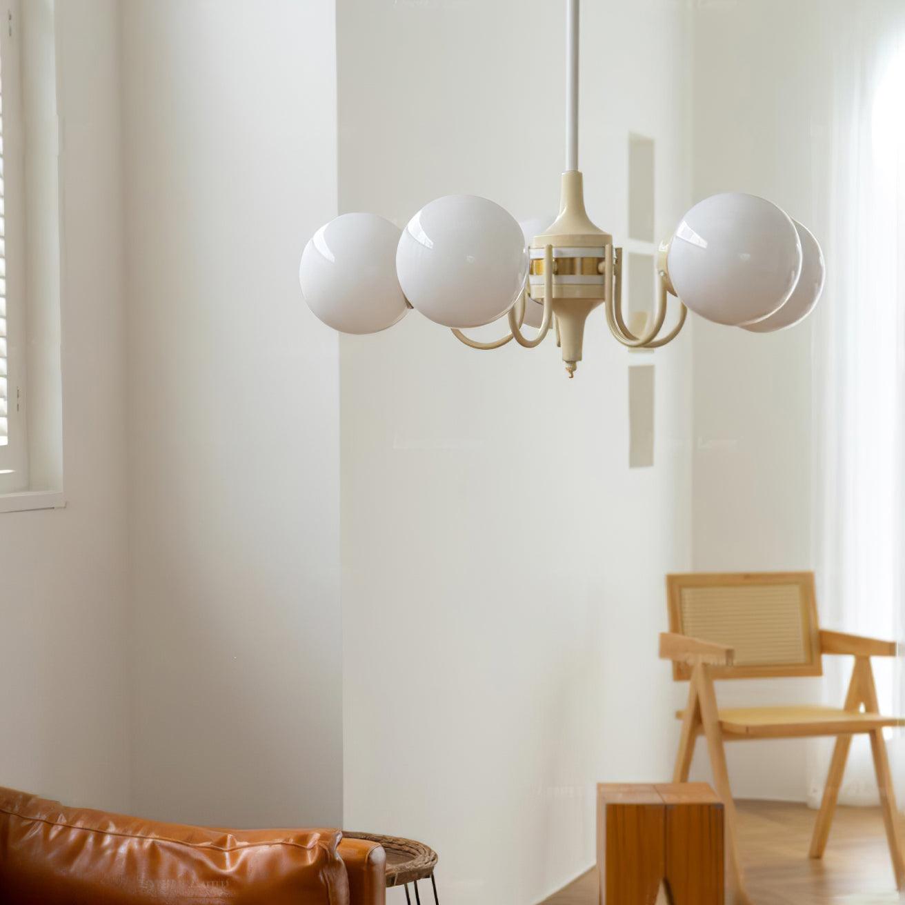 Cream Glass Ball Chandelier - Cueteks