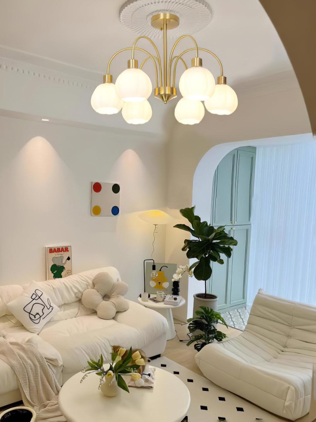 Glass Pumpkin Gold Chandelier - Cueteks