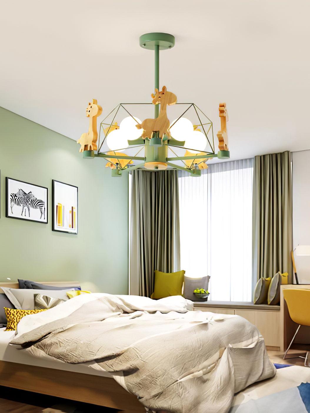 Lovely Deer Wooden Chandelier - Cueteks