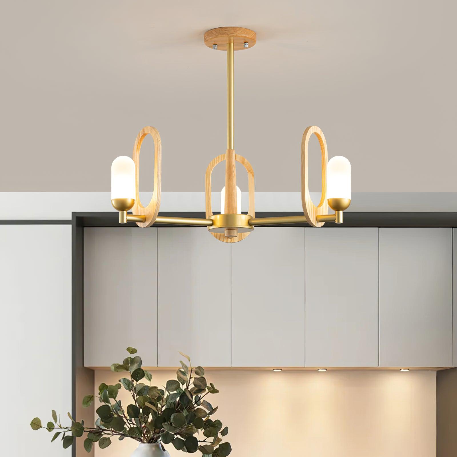 Wood Art Halo Chandelier - Cueteks