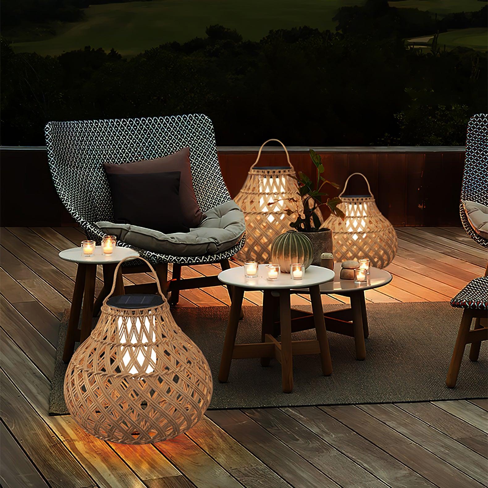 Woven Sphere Solar Lantern Outdoor Lamp - Cueteks