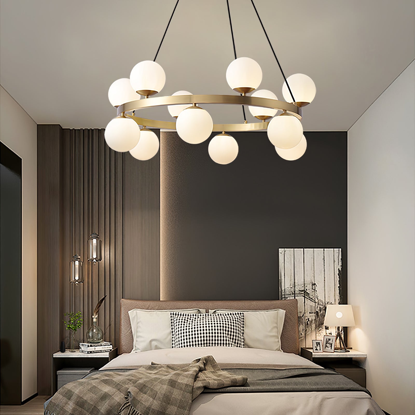 Bubbles Brass Ring Chandelier - Cueteks
