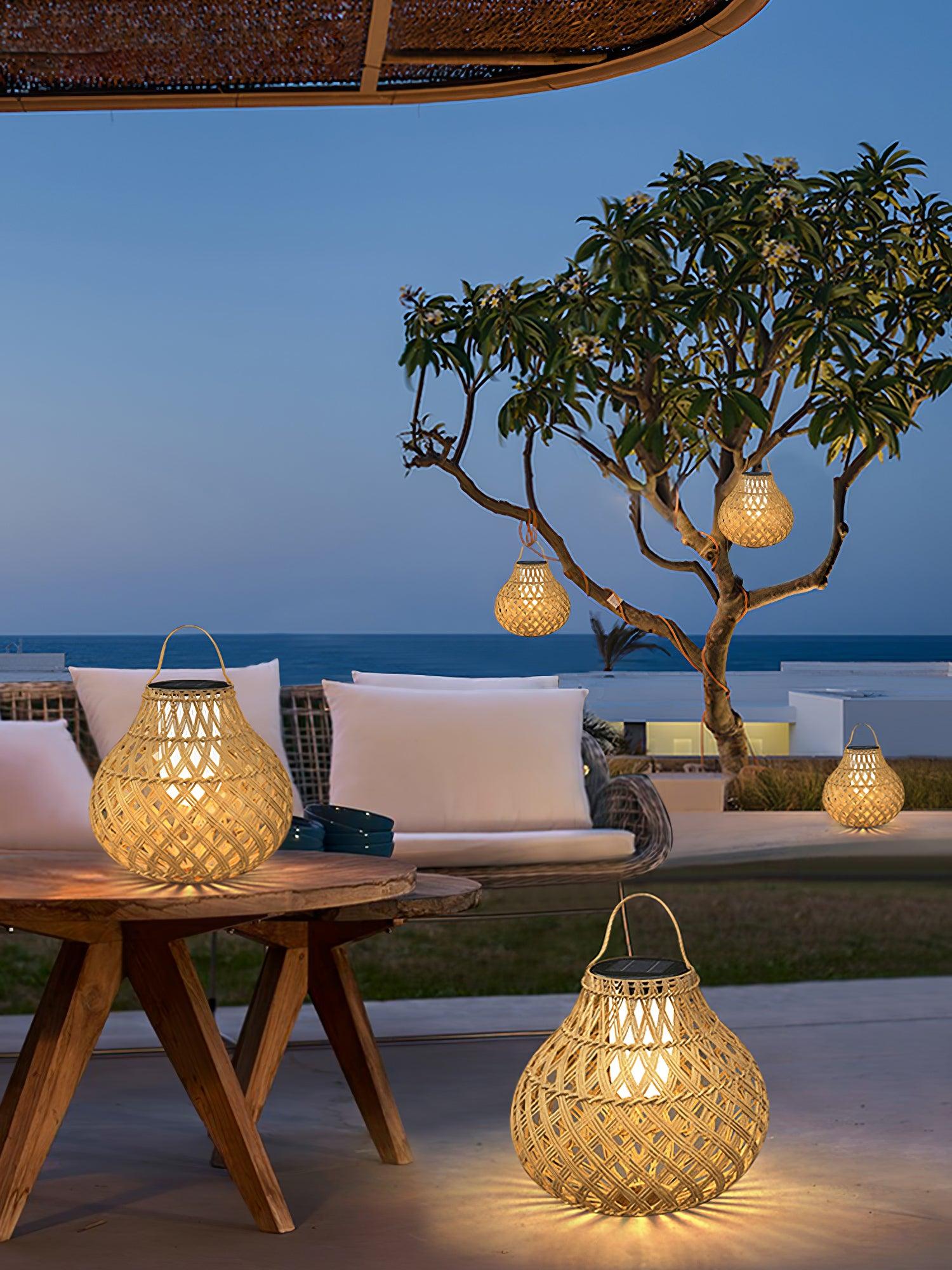 Woven Sphere Solar Lantern Outdoor Lamp - Cueteks