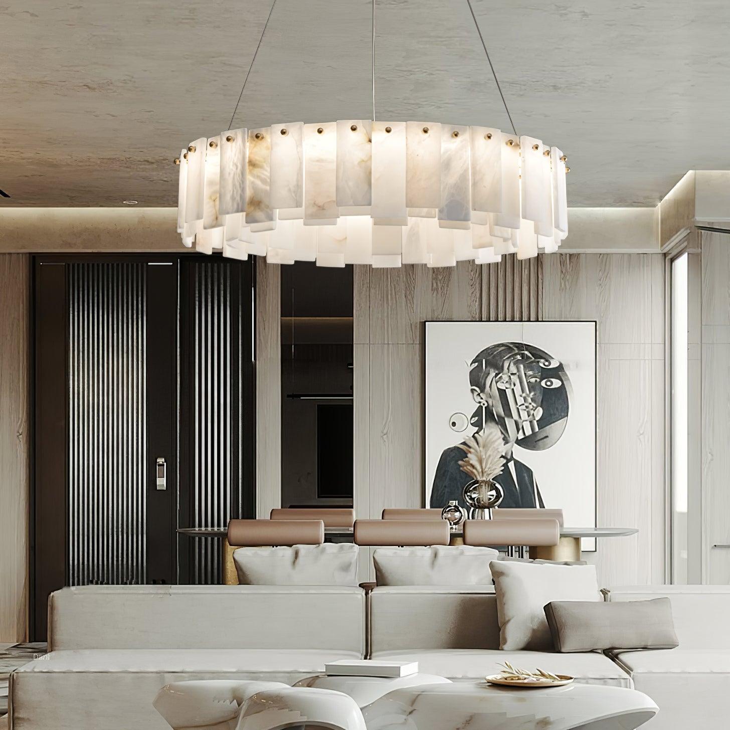Celestial Alabaster Round Chandelier - Cueteks