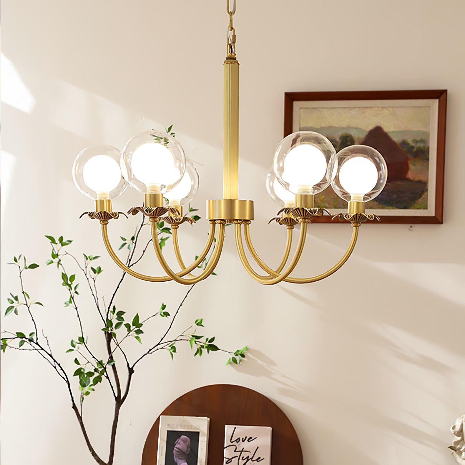 Aureate Radiance Glass Chandelier - Cueteks