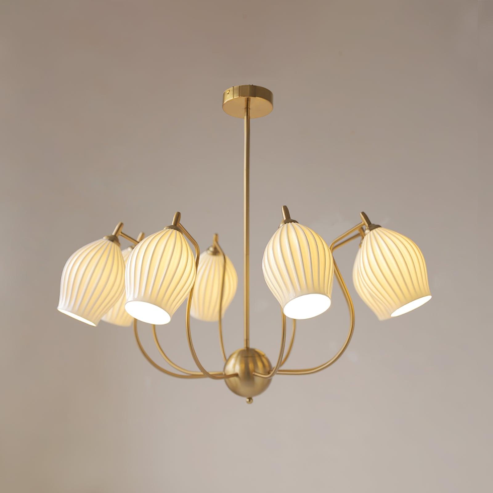 Ceramic Ribbed Chandelier - Cueteks
