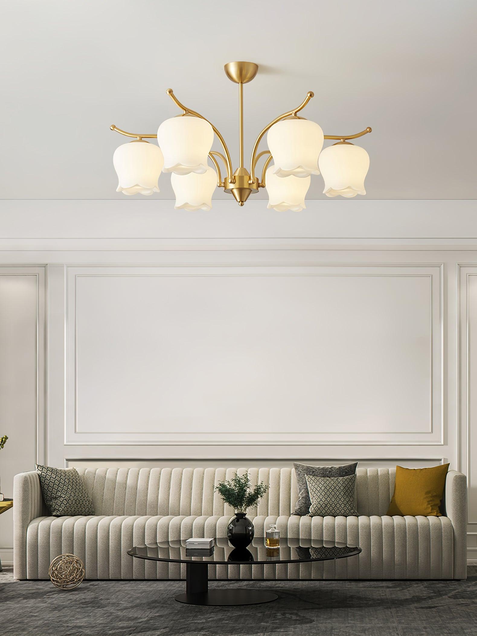 Tulip Brass Chandelier - Cueteks