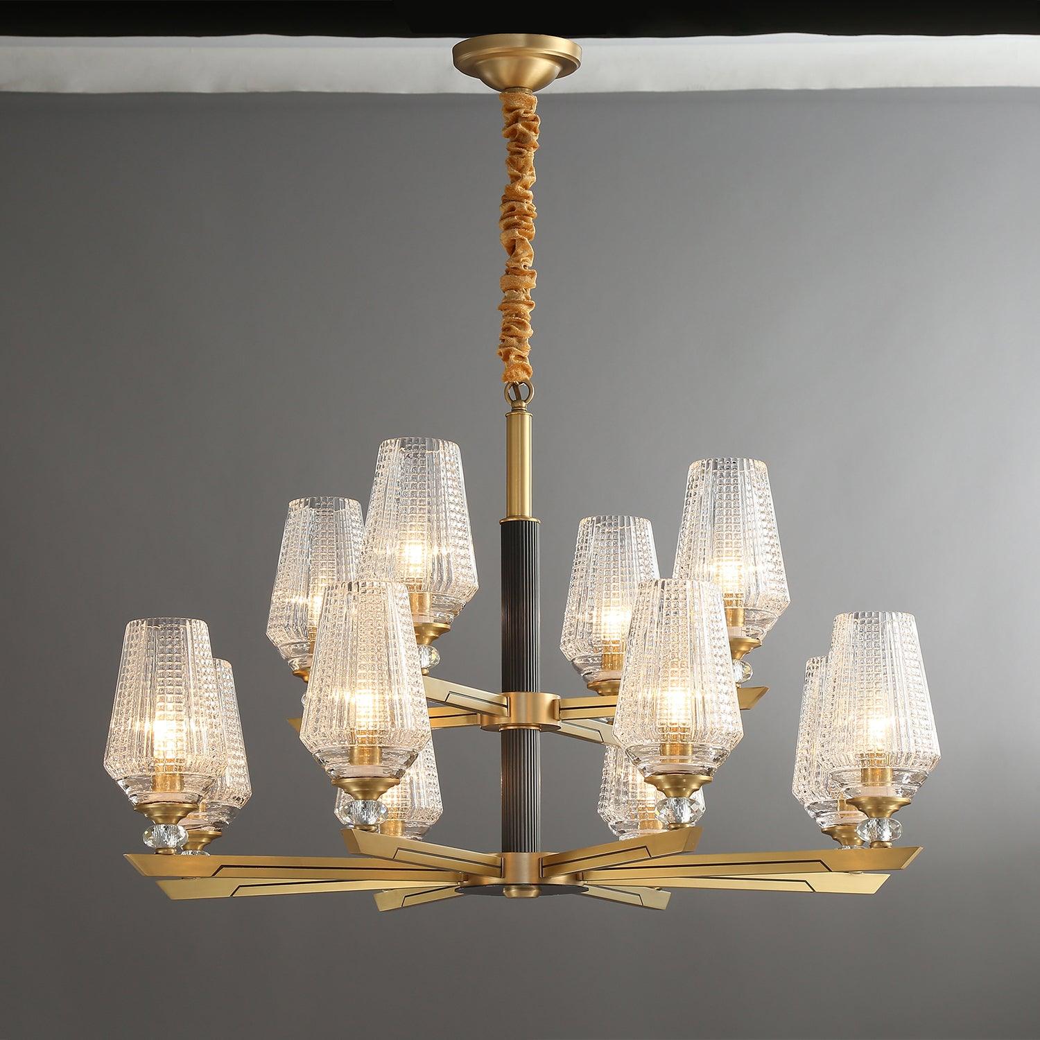 Orrefors Brass Chandelier - Cueteks