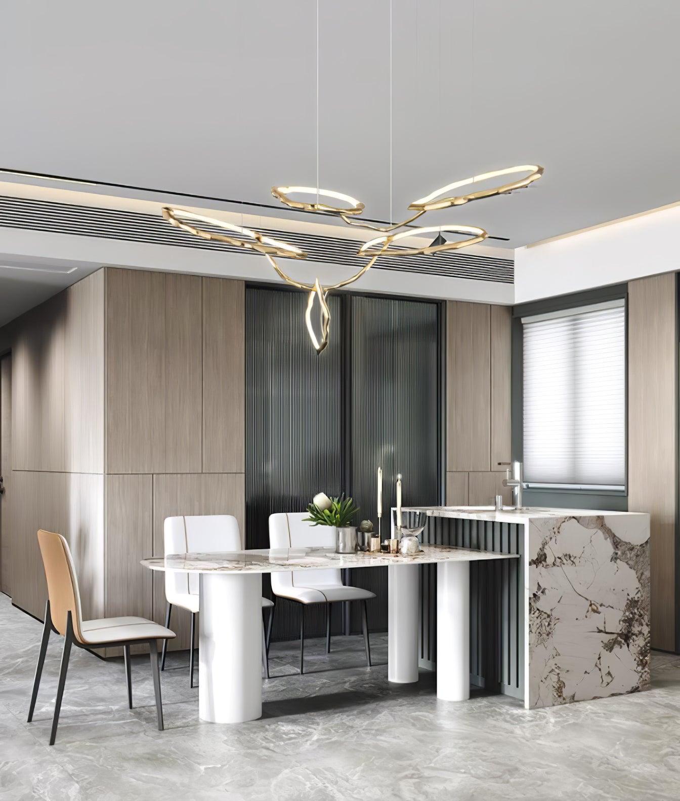 Cloud Rings Series Brass Chandelier - Cueteks