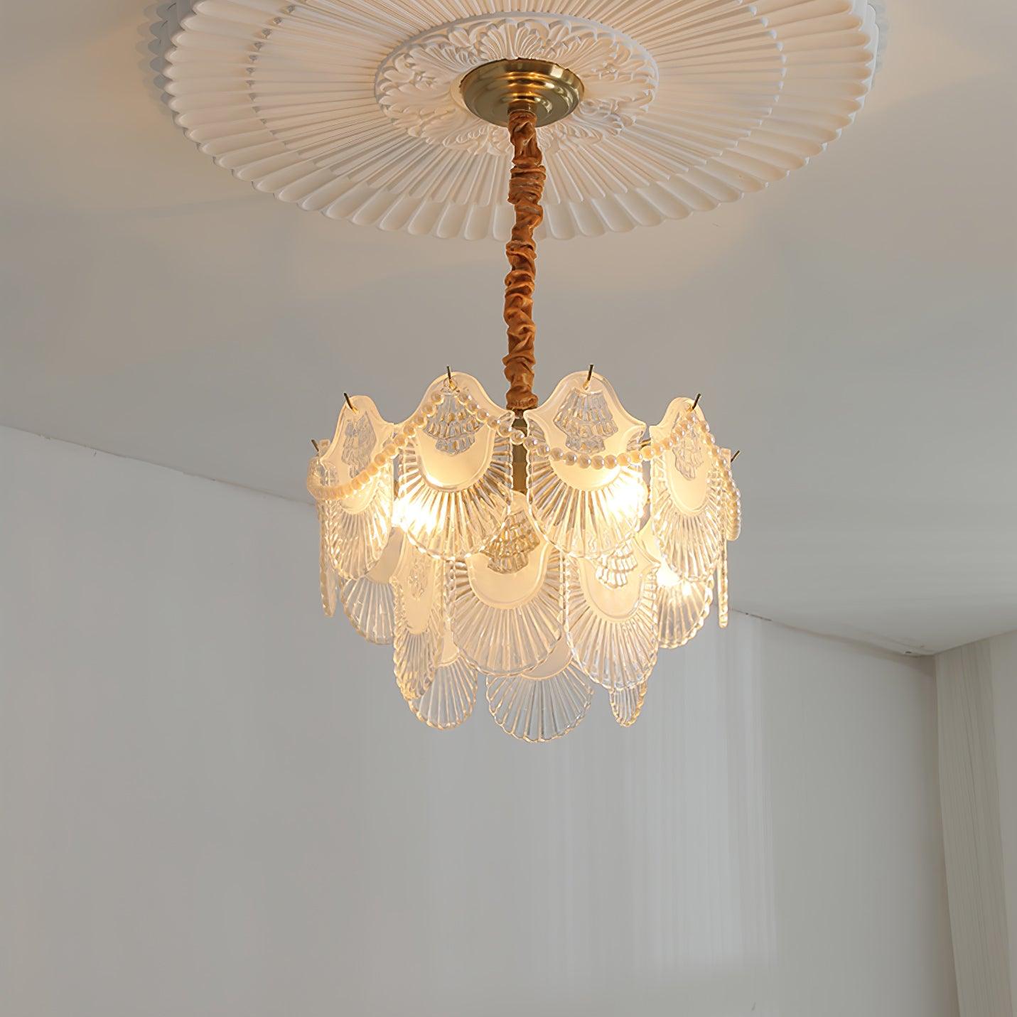 Pearl Glass Shell Chandelier - Cueteks