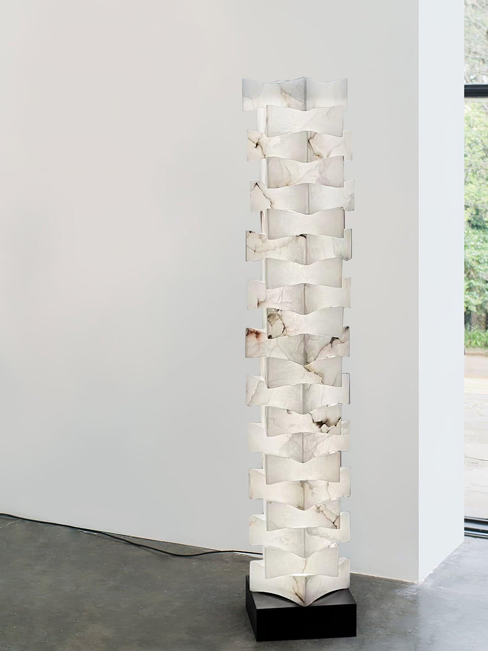 Stacked Alabaster Squares Floor Lamp - Cueteks
