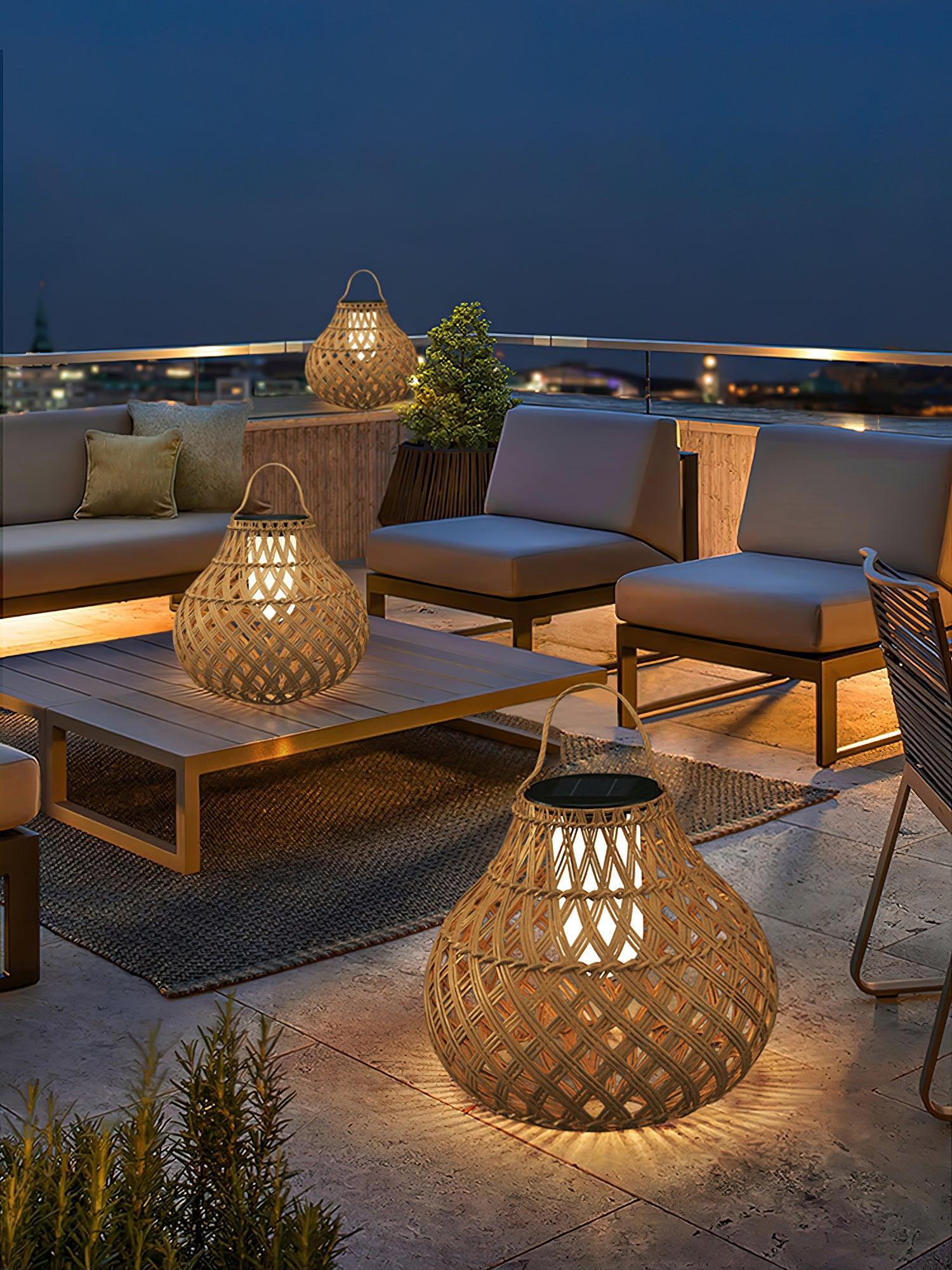 Woven Sphere Solar Lantern Outdoor Lamp - Cueteks