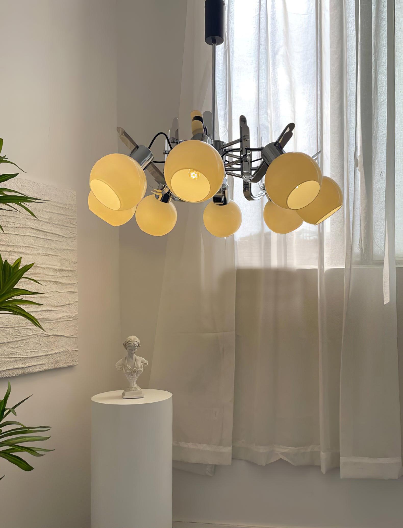 Vintage Geometrical Chrome Chandelier - Cueteks