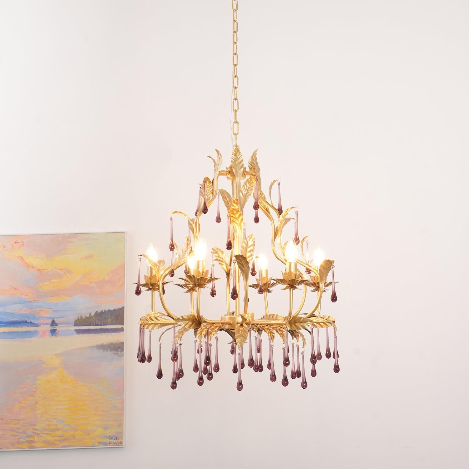 Amethyst Drops Crystal Chandelier - Cueteks