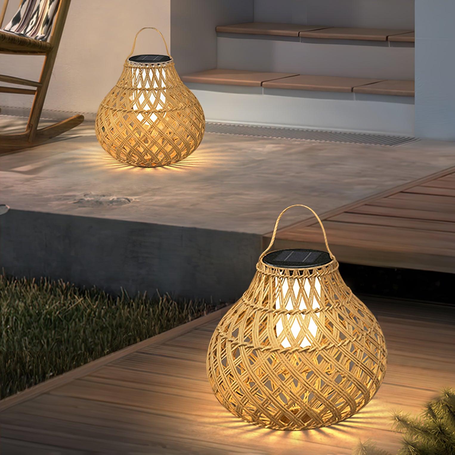 Woven Sphere Solar Lantern Outdoor Lamp - Cueteks