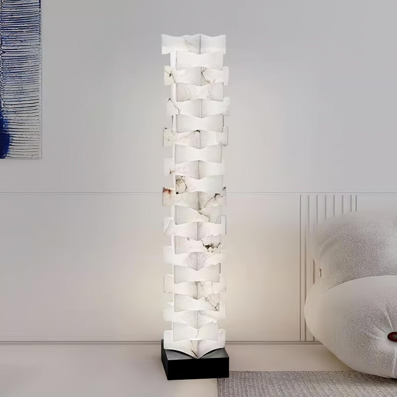 Stacked Alabaster Squares Floor Lamp - Cueteks
